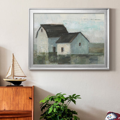 Barn At Sunset II - Matted and Framed Under Acrylic Glass, Large Living Room Wall Art