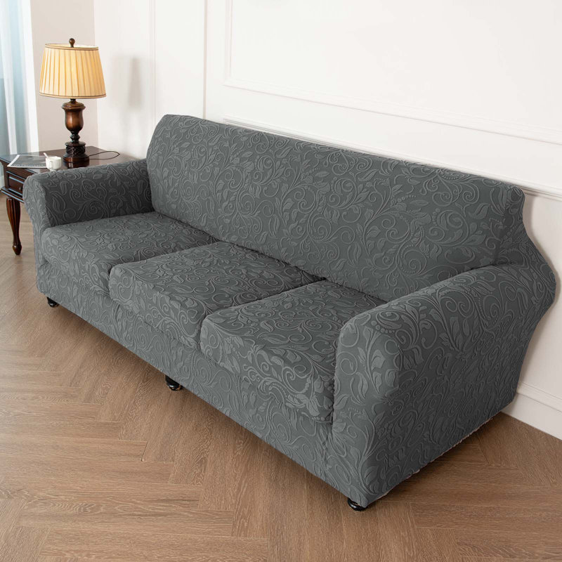 Housse tricotée pour fauteuil inclinable en jacquard, Noir/gris