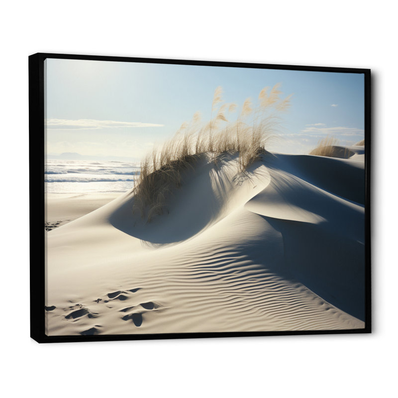 «Beach Grass Sunkissed Sands II», reproduction sur toile encadrée, Cadre flottant noir, H 30 po x l 40 po x P 1,5 po