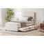 Lit plateforme tapissier simple en velours avec lit gigogne et tête de lit capitonnée à boutons ajustables, aucun sommier nécessaire