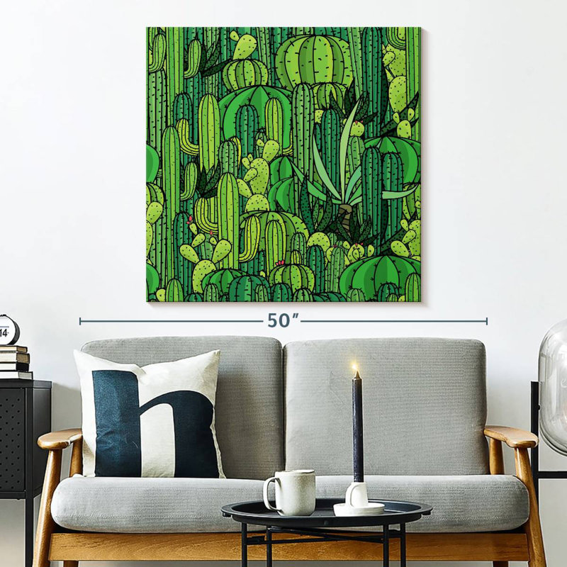 Green Cactus Pattern, 33" H x 33" W
