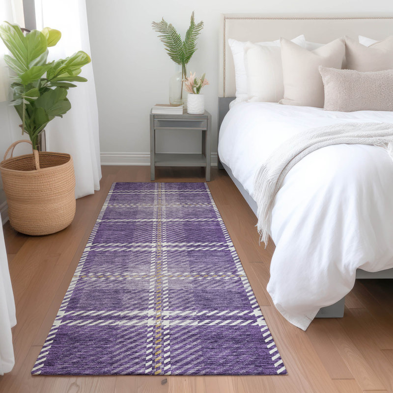 Premium Machine Washable Prisco Purple Rug, Runner 2'3" x 7'6"
