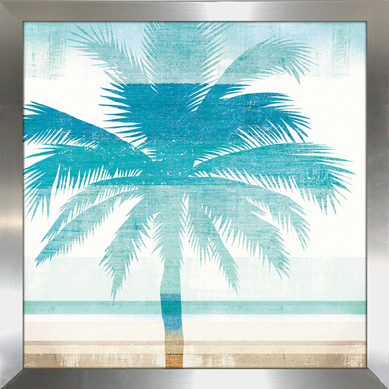 « beachscape palms ii », reproduction d’art sur toile encadrée, H 37,5 po x l 37,5 po x P 1 po, Encadrement argenté