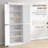 Freestanding Kitchen Pantry Cabinet, 4 Doors, Adjustable Shelves, MDF White
