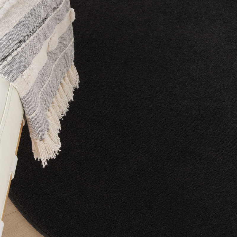 Tapis intérieur / extérieur noir Mullican Sandy, Rond 4 pi