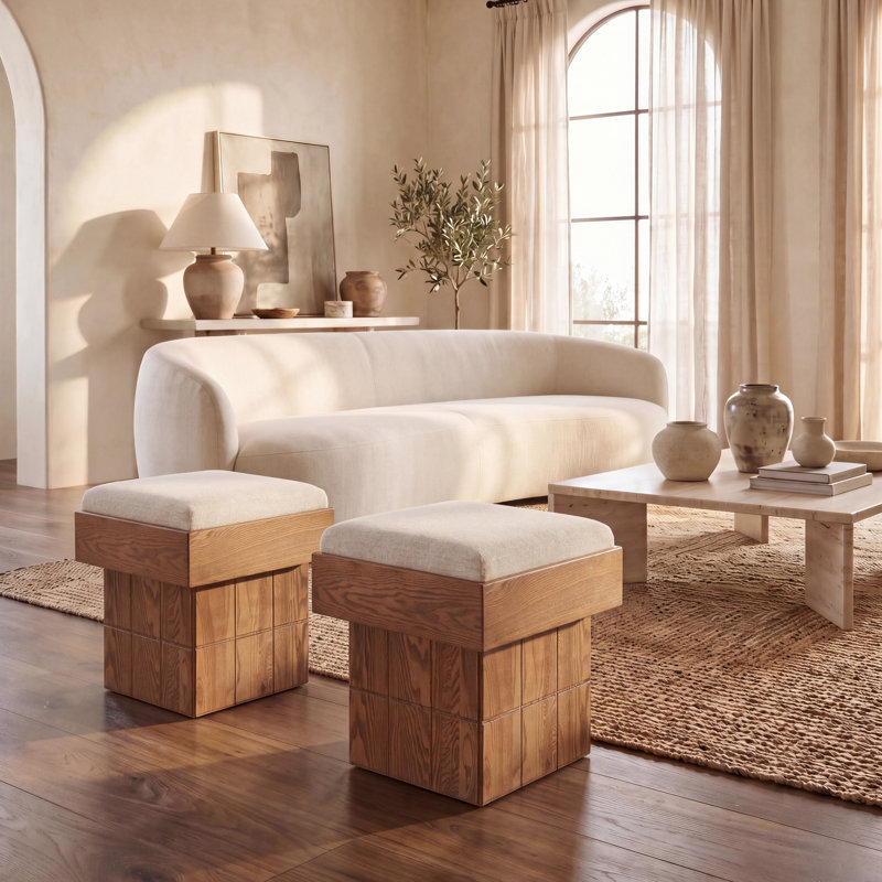 Repose-pieds Taramarie, Taupe, Naturel, Chenille