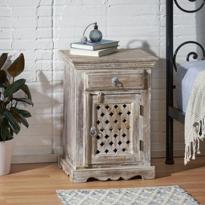 Table de chevet en bois avec 1 tiroir et 1 porte