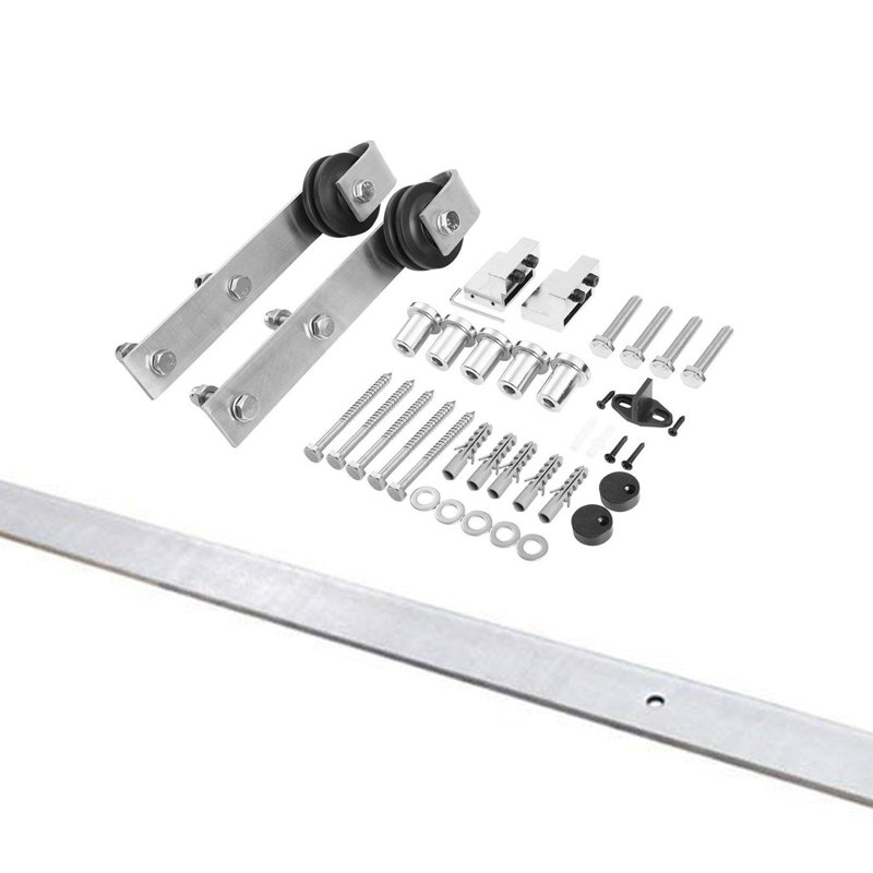 Modern White Frosted Glass Barn Door with Stainless Steel Hardware