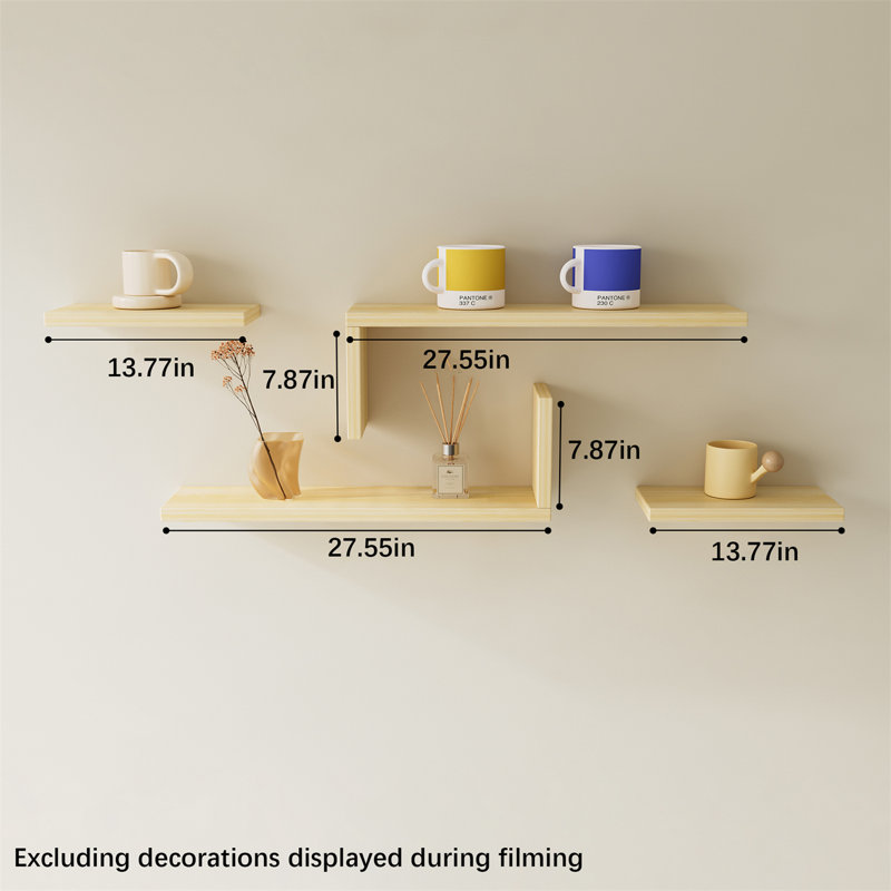 Solid Wood Floating Wall Shelf, 7.87" H x 27.55" W x 2" D