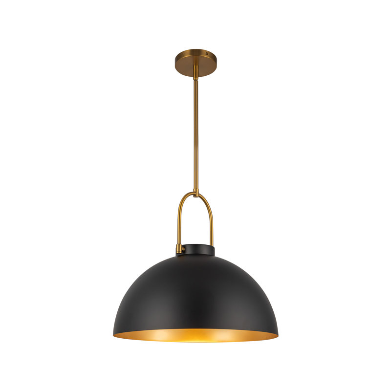 Luminaire suspendu en forme de dôme 1 lumière Nevada, Noir mat