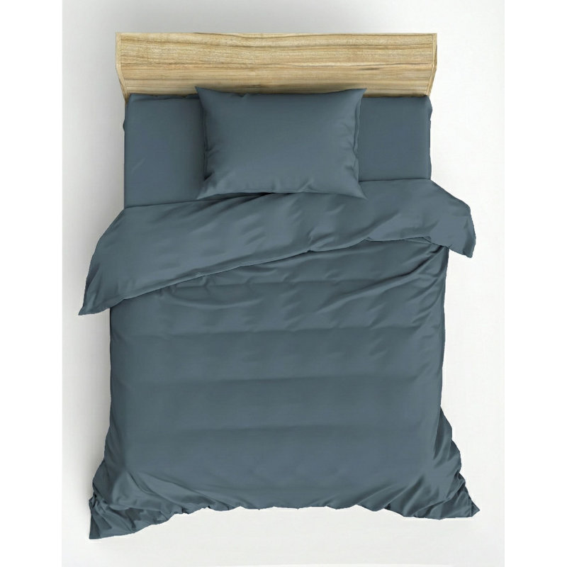 Premium 100% Cotton Ranforce Quilt Cover Set, Anthracite | Duvet Cover 53.1 x 78.7 inches & 1 Pillowcase 31.5 x 31.5 inches | Machine Washable, Reactive Printing, Button Closure | Soft, Durable & Stylish Bedding Solution