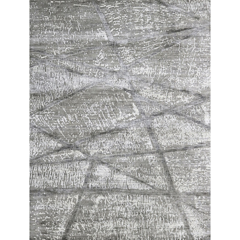 Abstract Area Rug in Ivory, Rectangle 6' x 9'