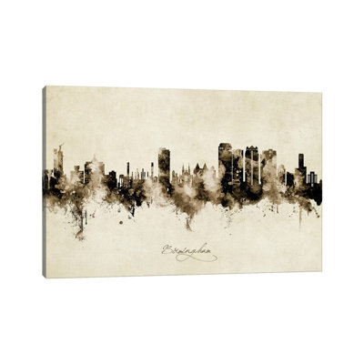 «Birmingham Alabama Skyline Vintage», reproduction d'art sur toile tendue