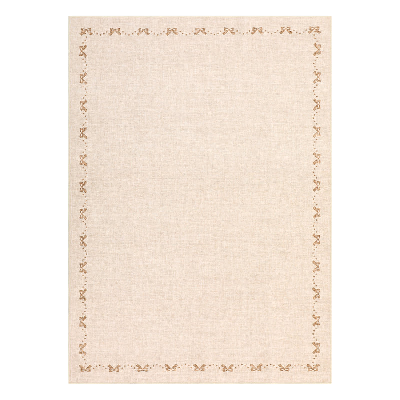 Washable Hallway Runner Rug - Modern Low Pile Non-Slip Area Carpet - Mark Resistant, Soft, Non-Shedding Bow Rug Bowknot Bordered Baby Girls Washable Kids Rugs Non Slip Soft Indoor Carpet