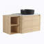 Meuble-lavabo mural de 42 po avec lavabo d'art en céramique, portes à fermeture en douceur et tablettes de rangement pour salles de bain modernes