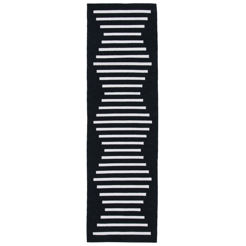Estiben Hand Woven Cotton Striped Rug, Runner 2'3" x 8'