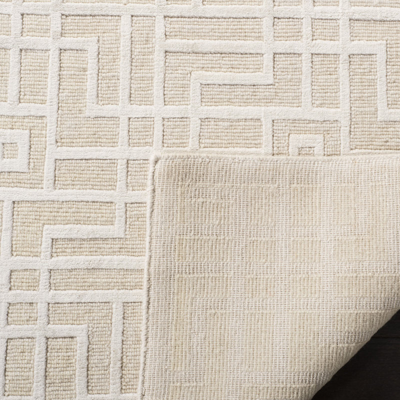 Tapis géométrique nacré / en laine / coton noué à la main Candie, Rectangle 6 pi x 9 pi