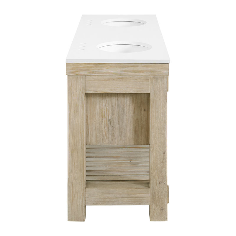 72" Double Bathroom Vanity In Washed Pine
