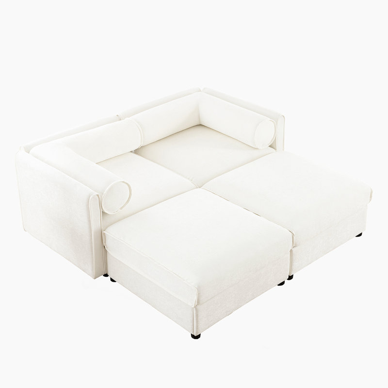Canapé contemporain à 3 places avec rangement et design ergonomique pour une vie élégante, Blanc