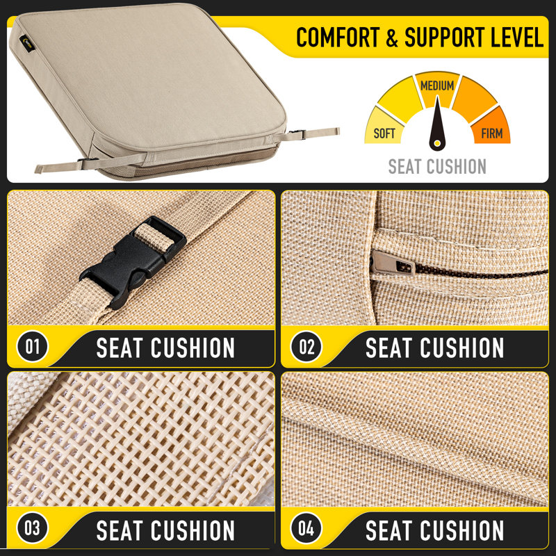 SUNROX All-Weather Outdoor Chair Cushion, 17" H x 16" W, Husk Birch