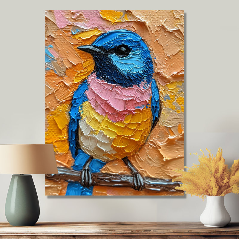 Oiseau rossignol bleu sur branche - oiseau, art mural, Métal métal, H 32 po x l 24 po x P 1 po