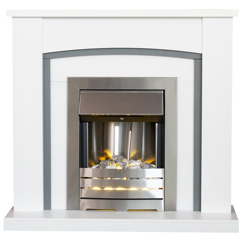 Chilton Adam 100 cm W White Electric Fireplace with 6824 BTU
