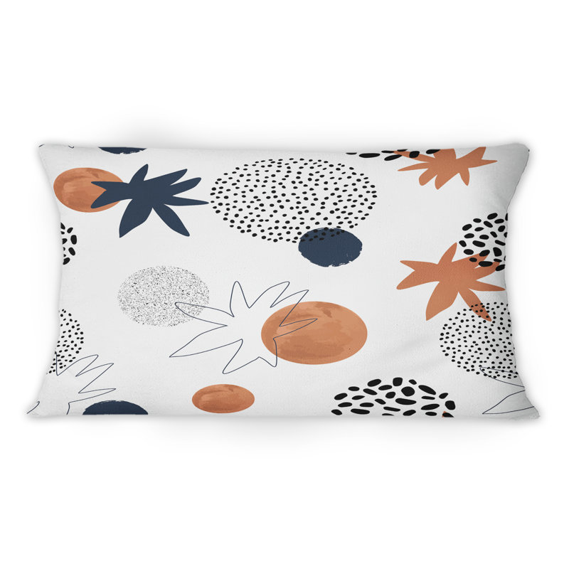 Coussin décoratif à motif d'une ligne avec des cercles de pois 12 po x 20 po