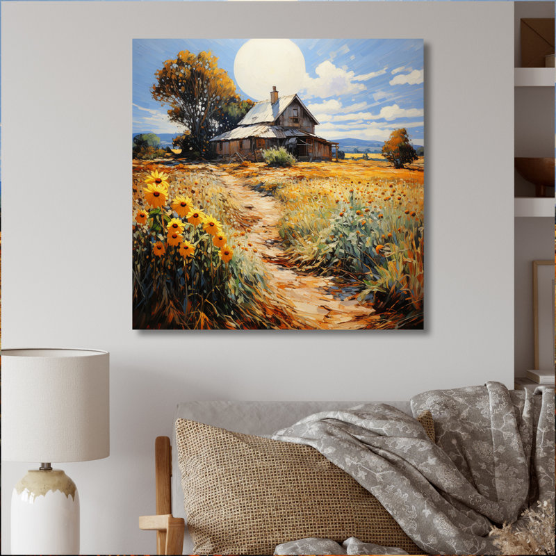 Farmhouse Sunlit Haven Pointillism I - Farmhouse Canvas Art Print, H 36 po x l 36 po x P 1,5 po, Toile tendue
