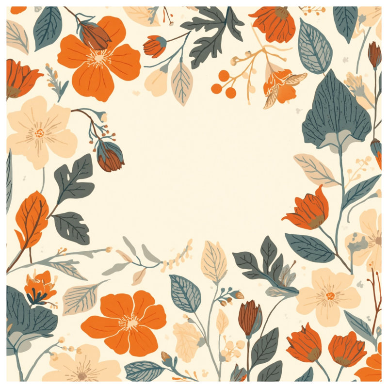 Couvertures florales orange et beige, L 50 po x H 60 po