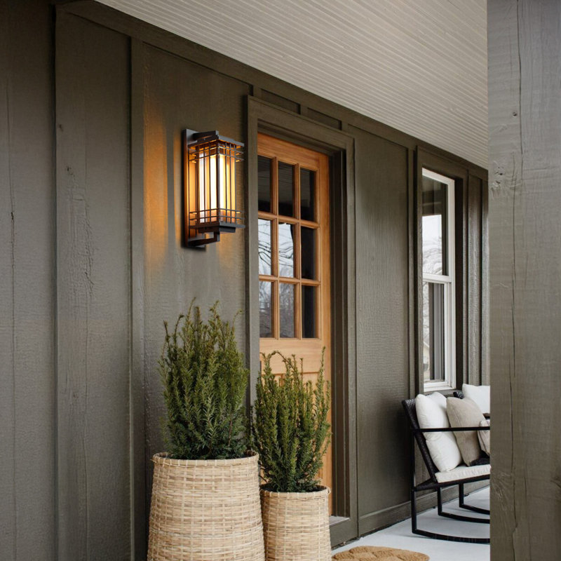 Outdoor Glass Wall Sconce, 20 Inch Extra Large Classical Style Wall Lights, E26 Base, Black