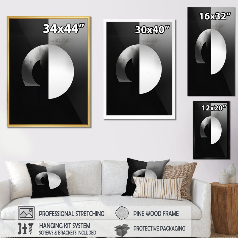 " Essential Existance Circular Geometrics I ", 32" H x 16" W x 1" D, White Floater Framed