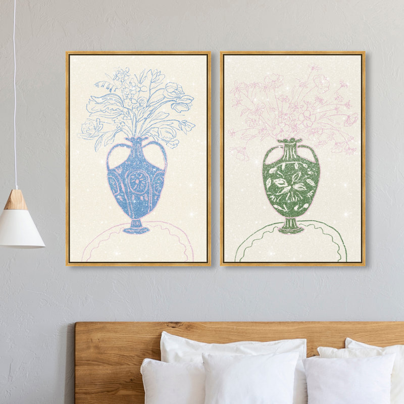 Flower Sutdio Set Set by Oliver Gal, 37" H x 25" W, Gold Floater Frame