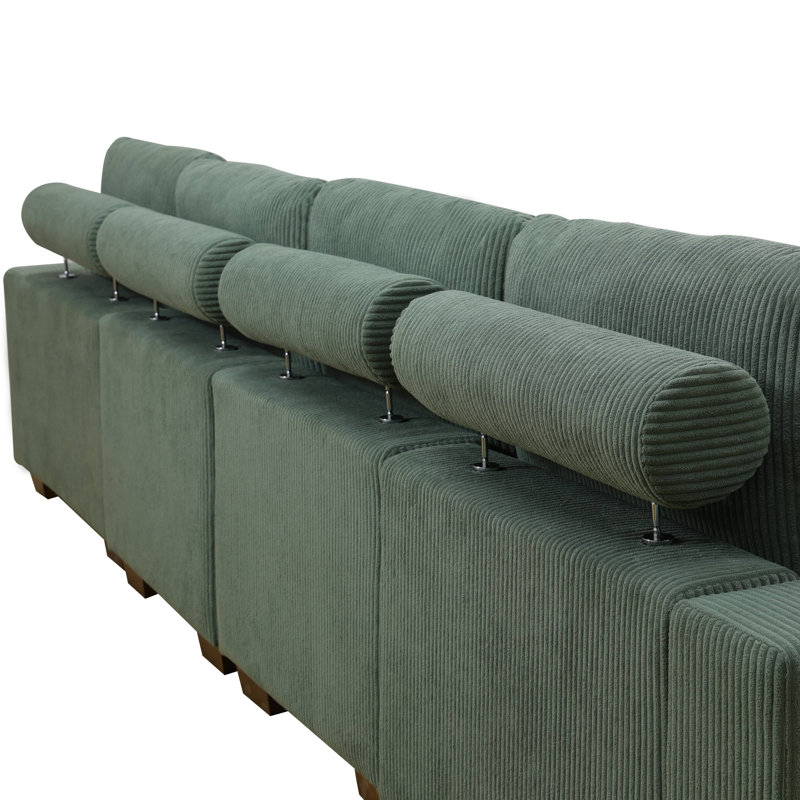 Friedwin 6 - Piece Upholstered Living Room Sofa Set with Ottoman, Green Corduroy