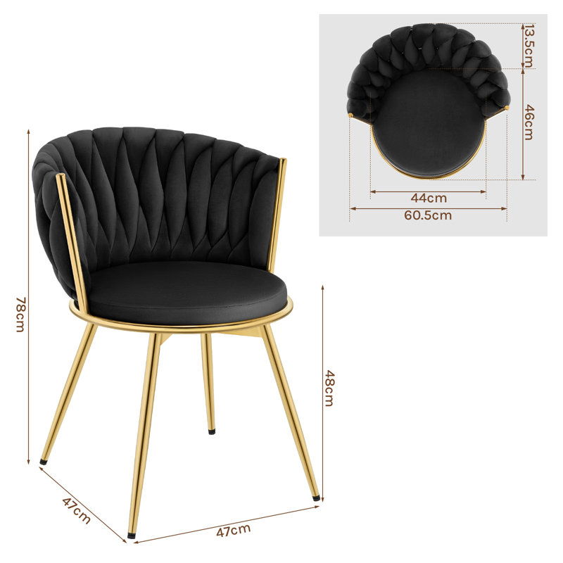 Dining Room Chairs, Kitchen Chairs, Living Room Chairs, With Metal Frame, Ergonomic, 360° Rotation, For Kitchen, Living Room, Balcony, Velvet Seat