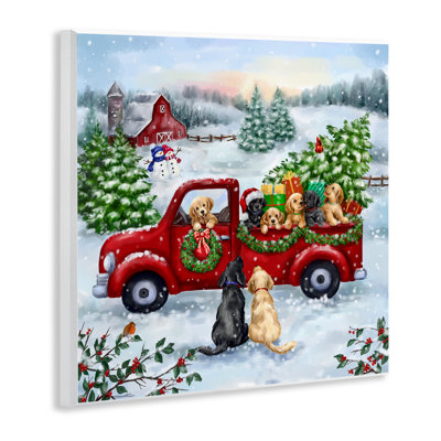 Holiday Truck & Tree Canvas Wall Art by Jean Francois
