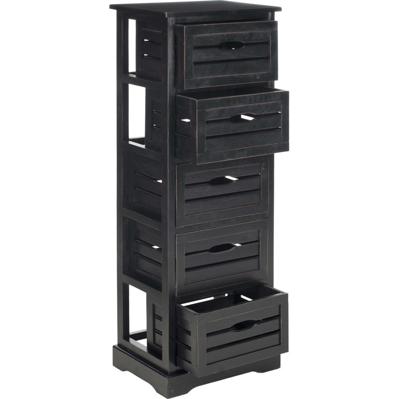 Commode 5 tiroirs Aliaya, Noir vieilli