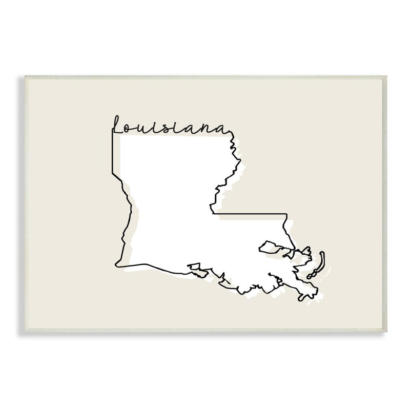 « louisiana home state map neutral design », impression sur toile, H 10 po x l 15 po x P 0,5 po, Plaque en bois