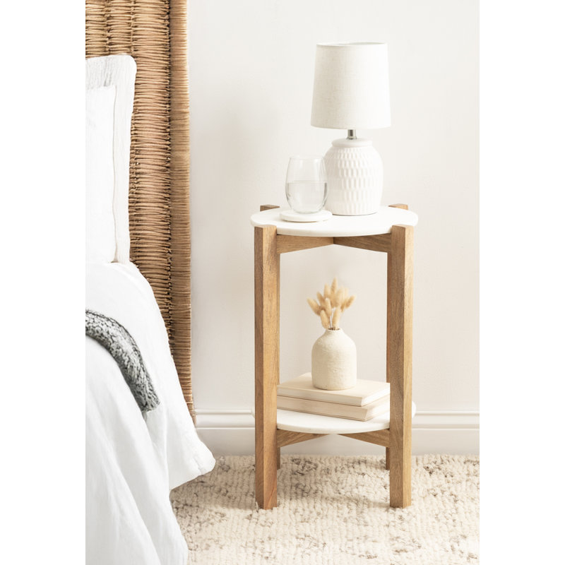 Round Tiered Marble Side Table, Natural