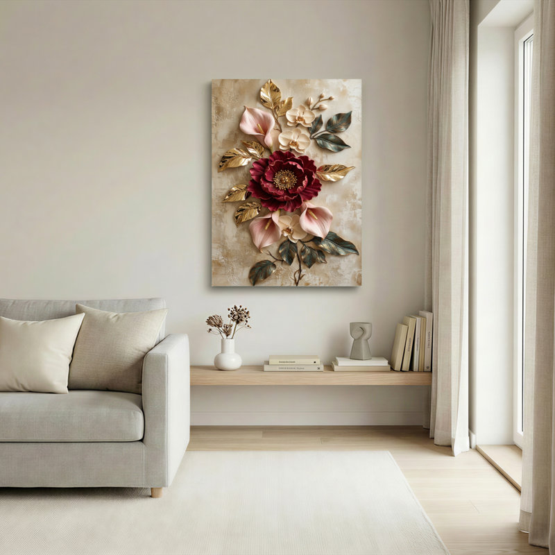 Ensemble de 1 toile murale à motif floral, 24"H x 18"W, Toile tendue
