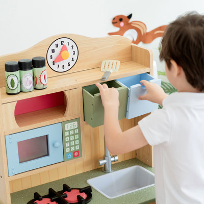 Teamson Kids Little Chef Florence Classic Interactive Wooden Play Kitchen with Accessories and Storage Space