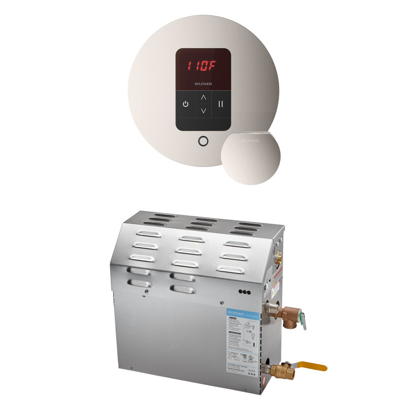 MS 7.5 kW (7500 W) Steam Shower Generator Package with round iTempo Control, Polished Chrome