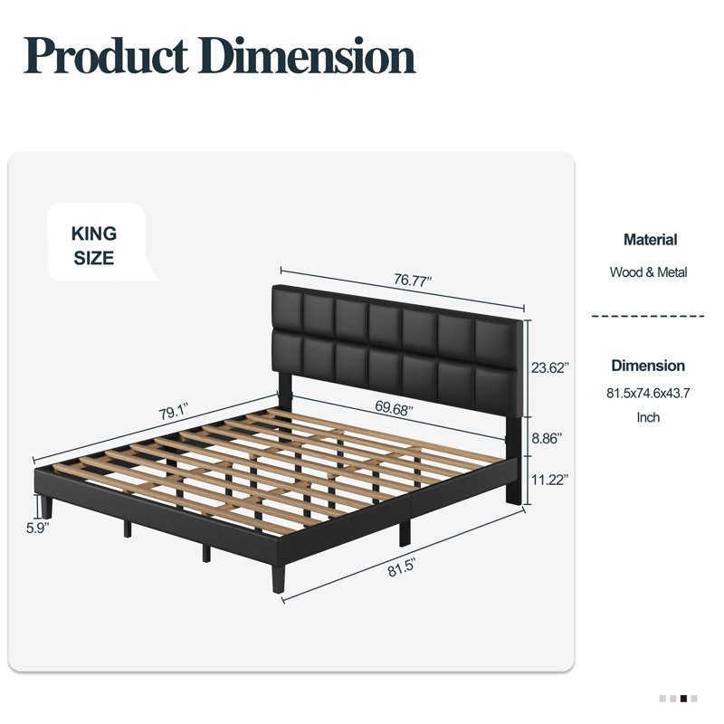 Leather Platform Bed, King