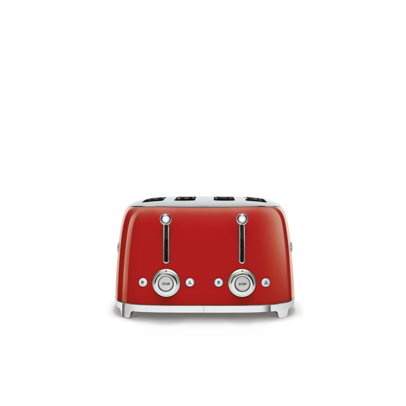 Smeg TSF03 50s Style Retro Four Slice Toaster, Red