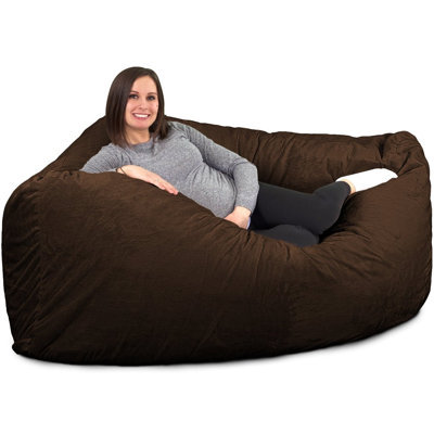  | Fauteuil à billes 6 pi | Rembourrage en mousse - Housse lavable amovible, fourrure brune