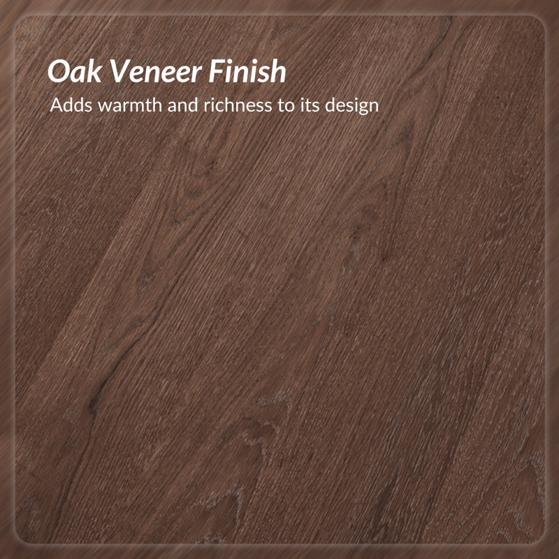 Gala 36" W Modern Round Oak Veneer Coffee Table With Solid Wood Legs, Walnut