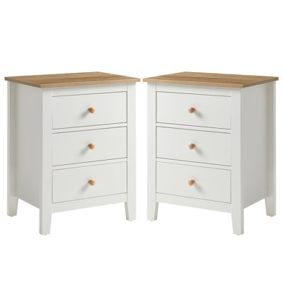 3 Drawer Nightstand With Solid Wood Knobs