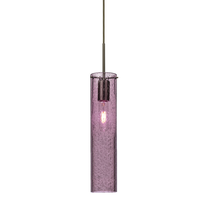 Luminaire suspendu cylindrique à 1 lumière Cattalina, H 10 po x l 3,5 po x P 3,5 po, Prune, Bronze brossé