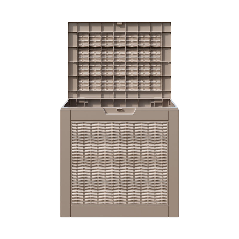 Outdoor 30 Gallon Resin Storage Lockable Deck Box, 20.87" H x 22.09" W x 17.09" D, Brown