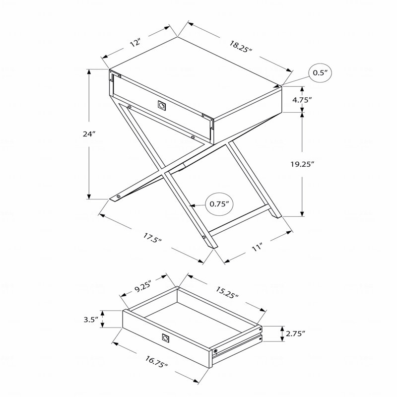 Table d'appoint, table d'appoint, table de bout, table de chevet, lampe, tiroir de rangement, stratifié, métal, contemporain, moderne