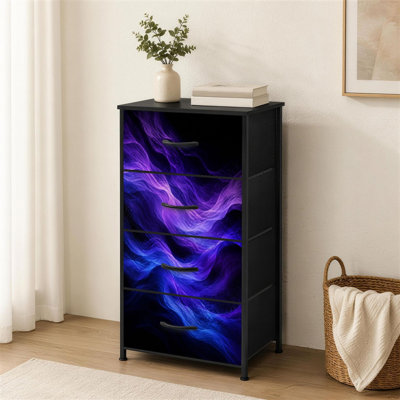 Commode à 4 tiroirs pour la chambre à coucher Blurry soyeux mauve foncé Moody Wavy